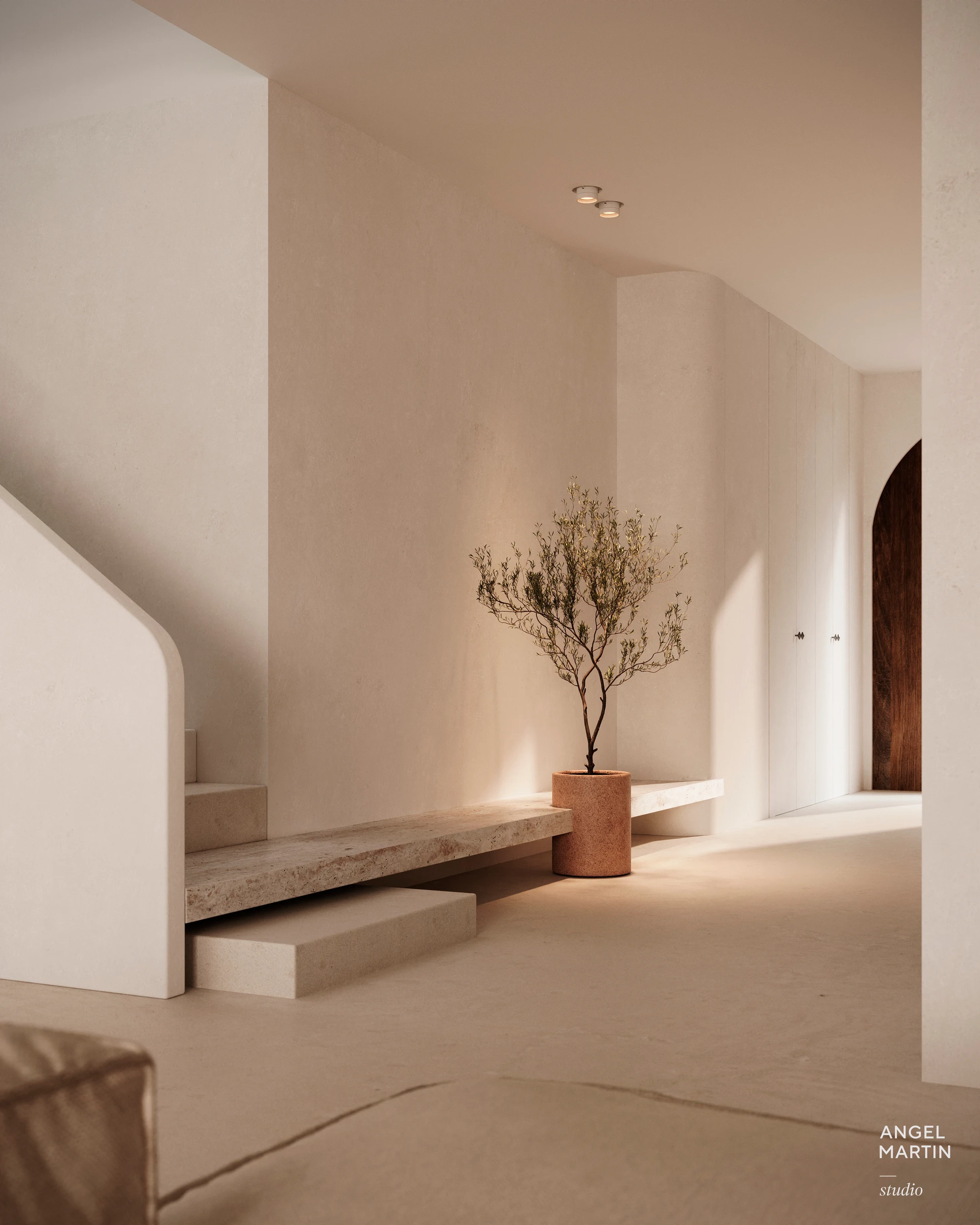 Eingangshalle mit Treppe — Casa Ametllers, Ses Salines